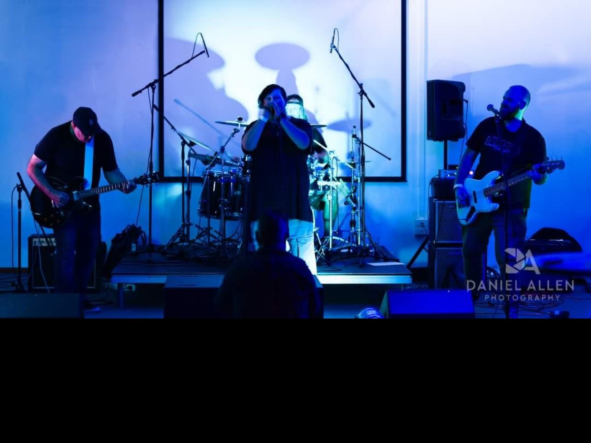 Last Chance Saloon performing live - full band shot